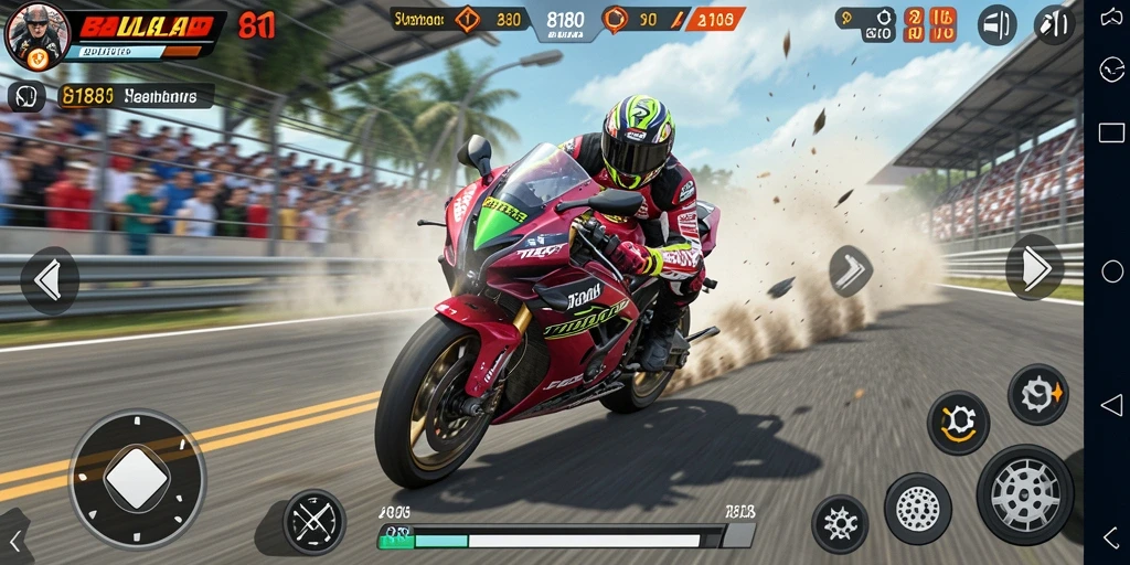 Gameplay balap motor yang intens dan seru di 8180.