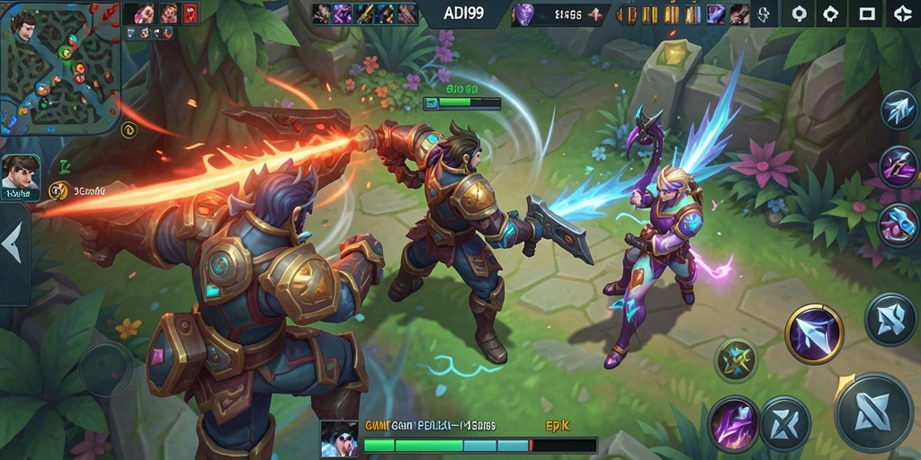 Tangkapan layar menunjukkan aksi seru di gameplay MOBA ADI99.