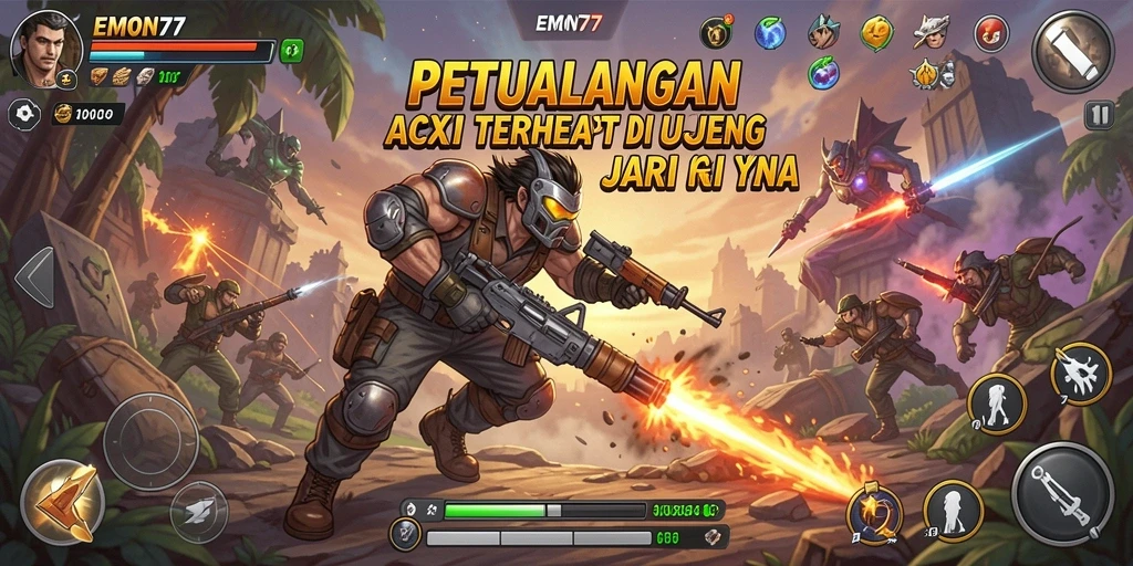 Tangkapan layar EMON77 menampilkan aksi mendebarkan karakter dalam pertempuran.