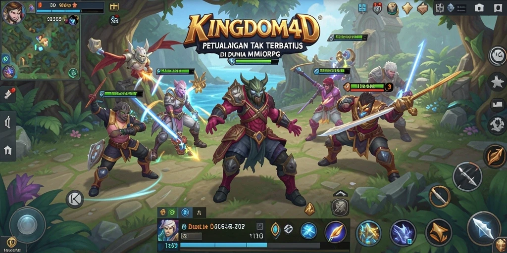 Tampilan gameplay epik dalam KINGDOM4D yang memukau dengan petualangan MMORPG.