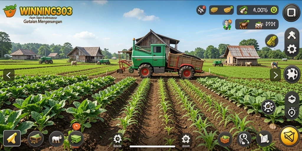 Tampilan gameplay <strong>WINNING303</strong> yang menarik dan interaktif di dunia pertanian.